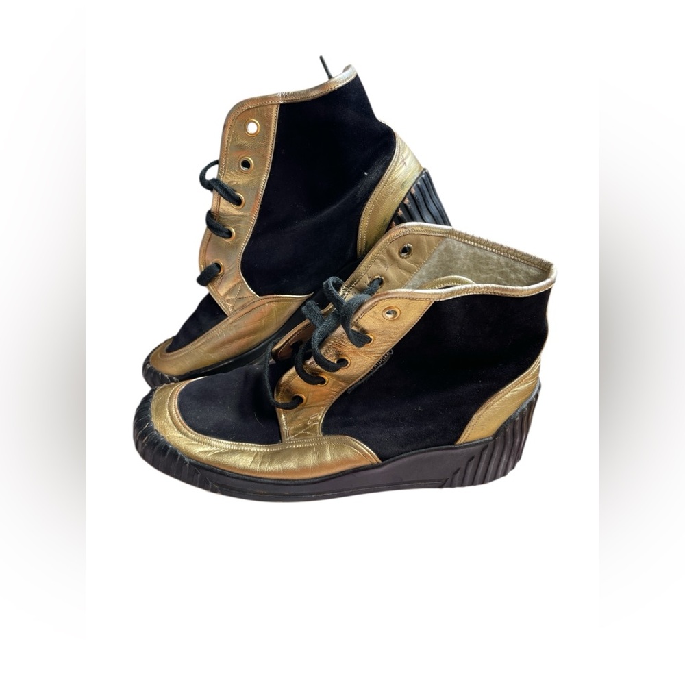 Charles Jourdan (Vintage)Black and Gold High-Top Sneakers (Rare) Size 6